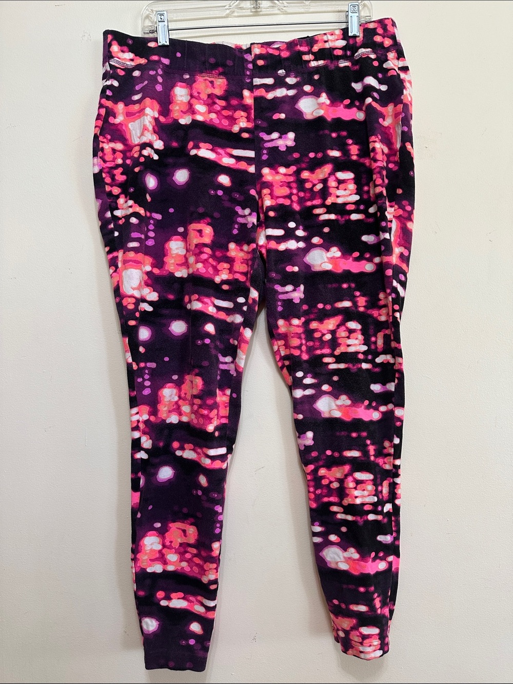 Livi Active Black Leggings with Pink & Purple Neon Print
